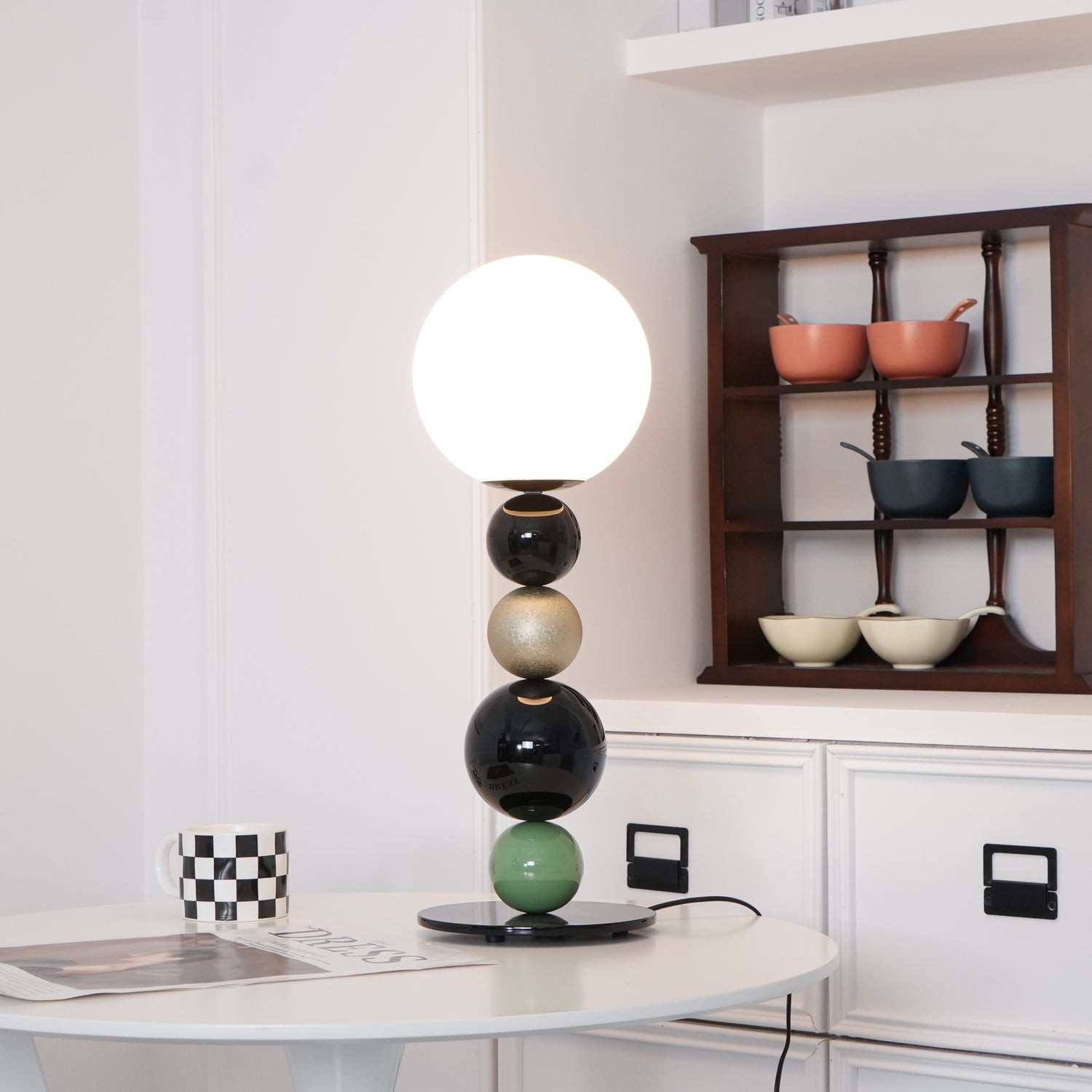 Round Balls Stacking Green Table Lamp M417