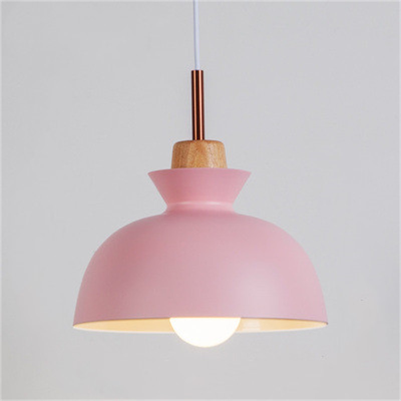 MULTI Scandinavian Metal Wood Macaroon Pendant Light for Bedroom S32