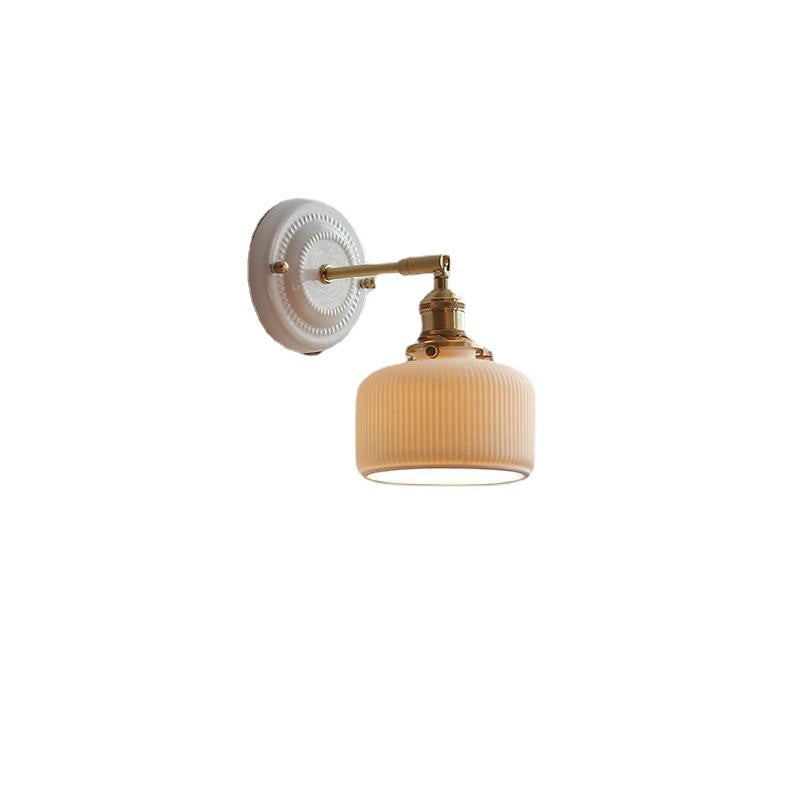 Vintage Ceramic & Brass Wall Sconce – Elegant Lighting for Bedrooms & Hallways T265