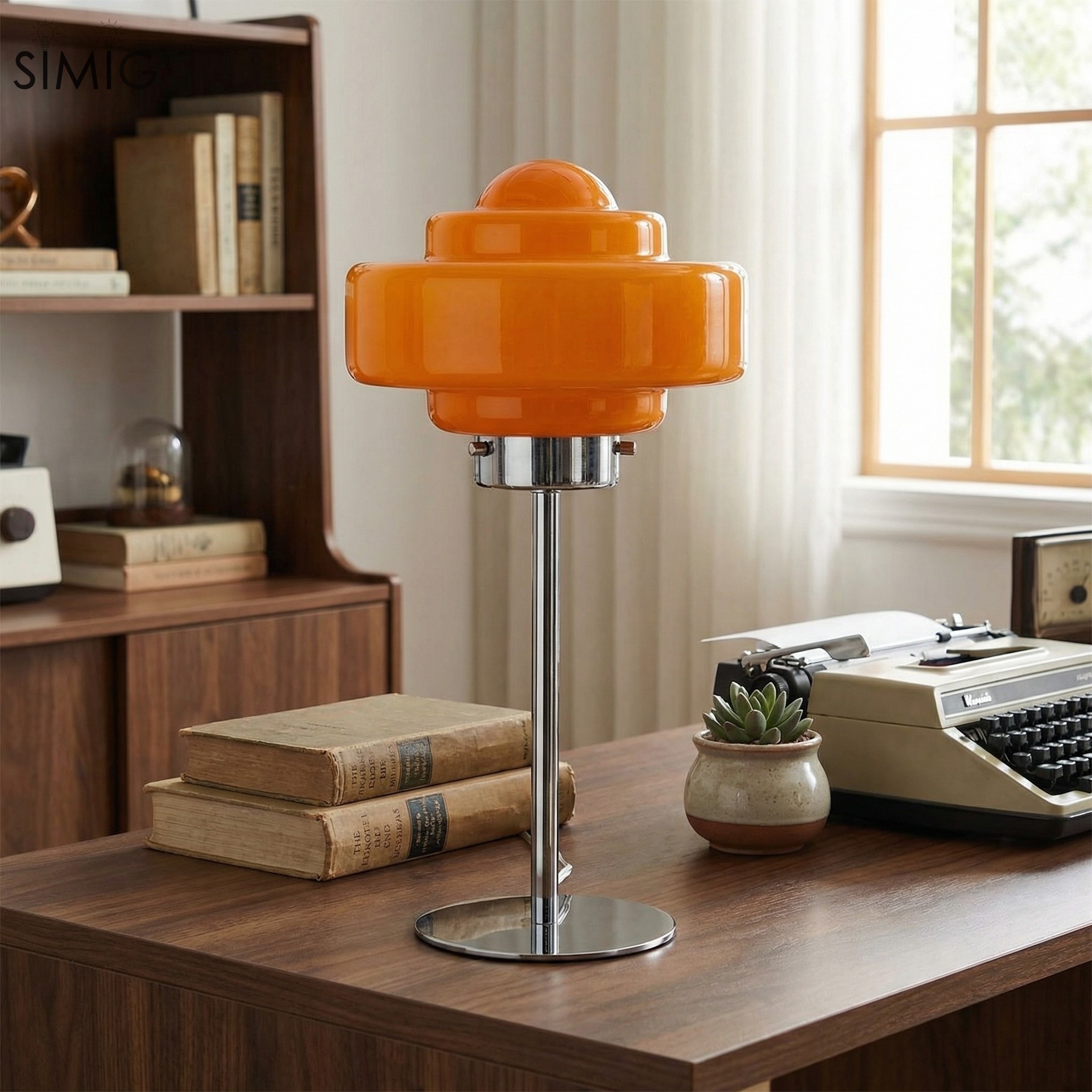 Modern Colored Glass Table Lamp – Retro Futuristic Accent for Living Room S391