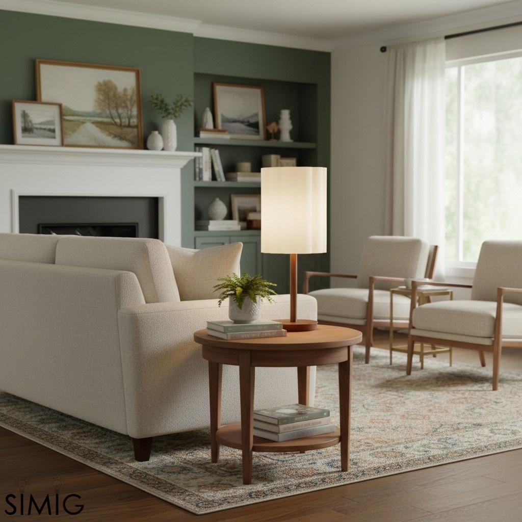 Linbron Wood Fabric Table Lamp - Modern Accent for Living Room T647