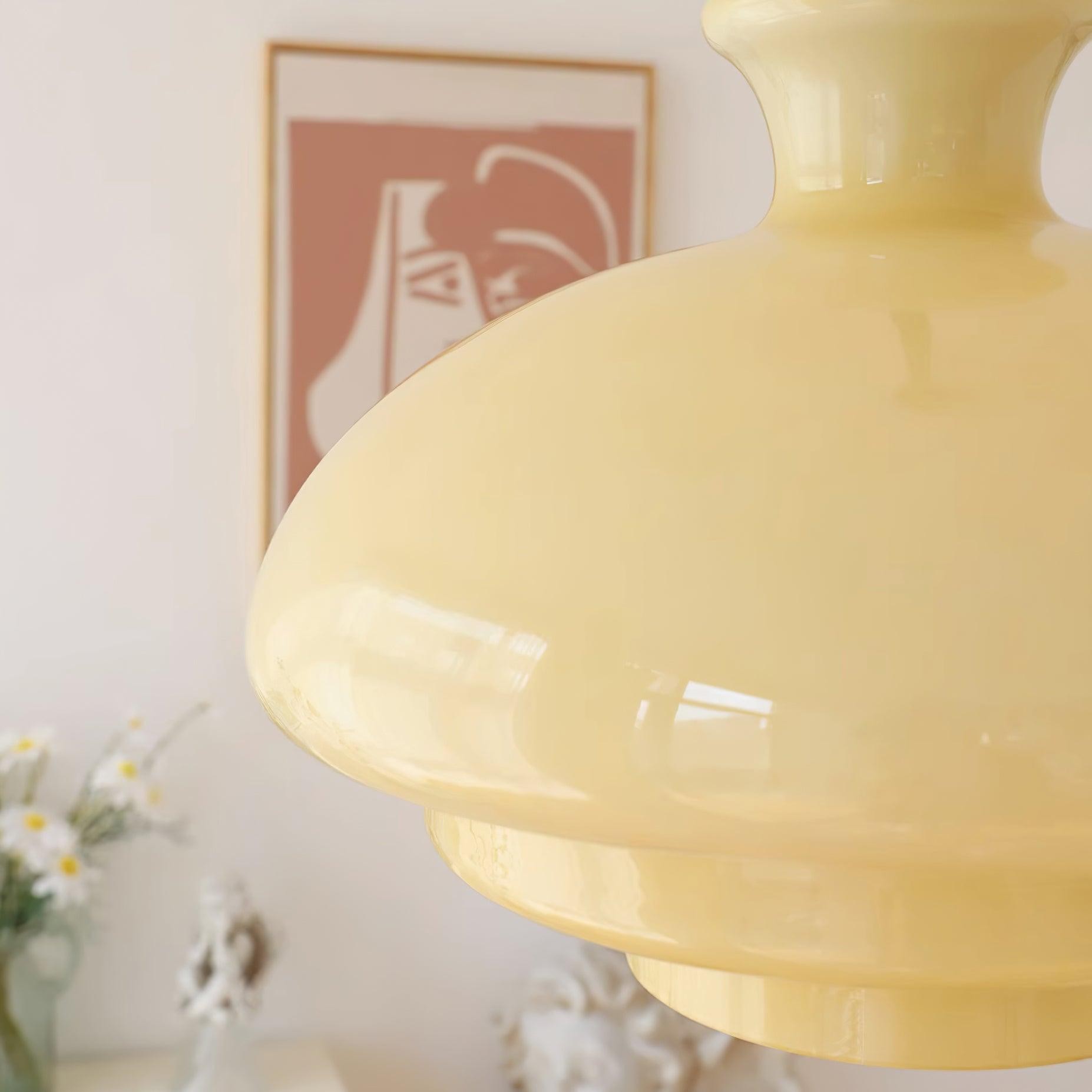 Round Yellow Stylish Simple Glass Pendant Lamp M520