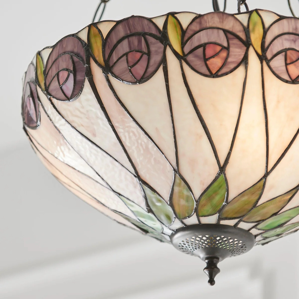 TF Hutchinson Tiffany Pendant - Inverted Art Glass Adjustable Ceiling Light for Home T903