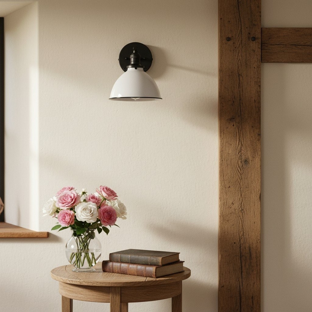Conique Metal  Wall Sconce - White Metal Shade - Industrial Modern Lighting T307