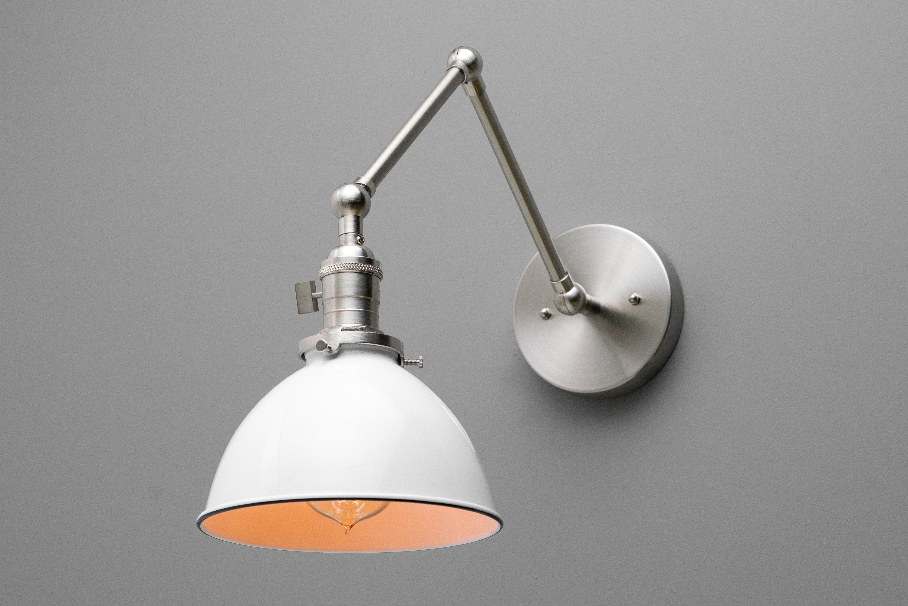 Conique Metal Vintage Industrial Swing Arm Wall Lamp - Adjustable Dome Shade for Study T313