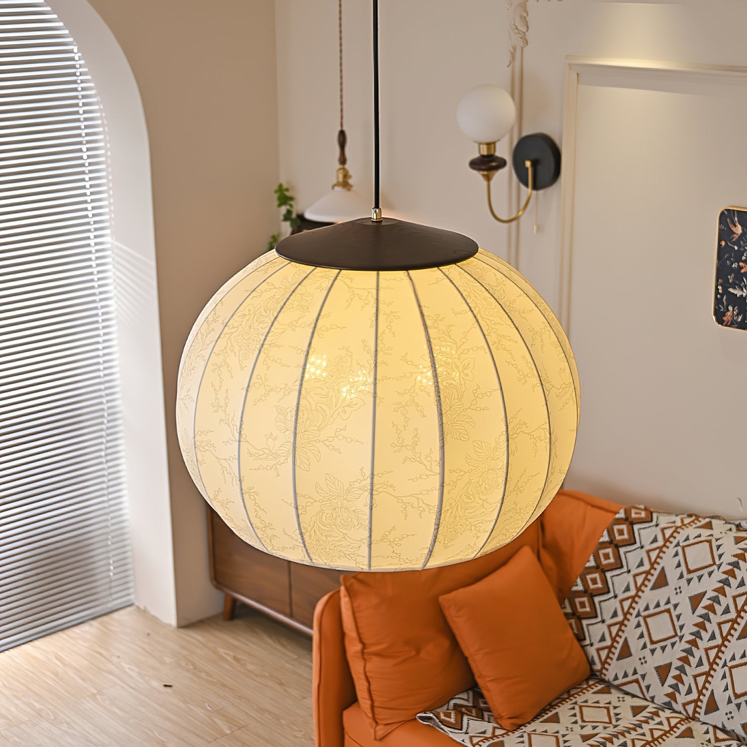 Japanese Style Fabric Lantern Pendant Lamp M547