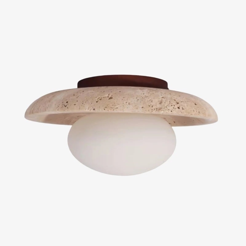 Calivra Round Ceiling Fixture - Travertine Style Flush Mount T502