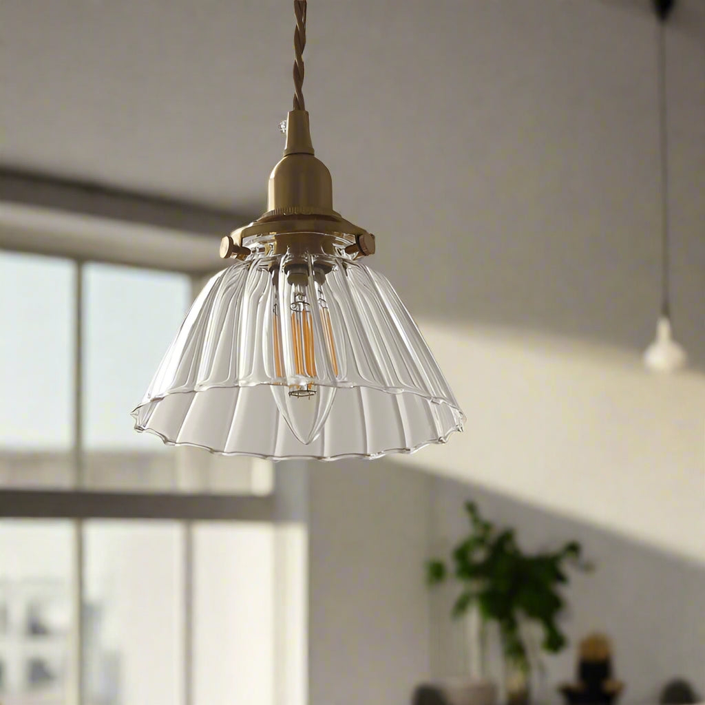 Jasmine Vintage Brass Glass Pendant Light T2174