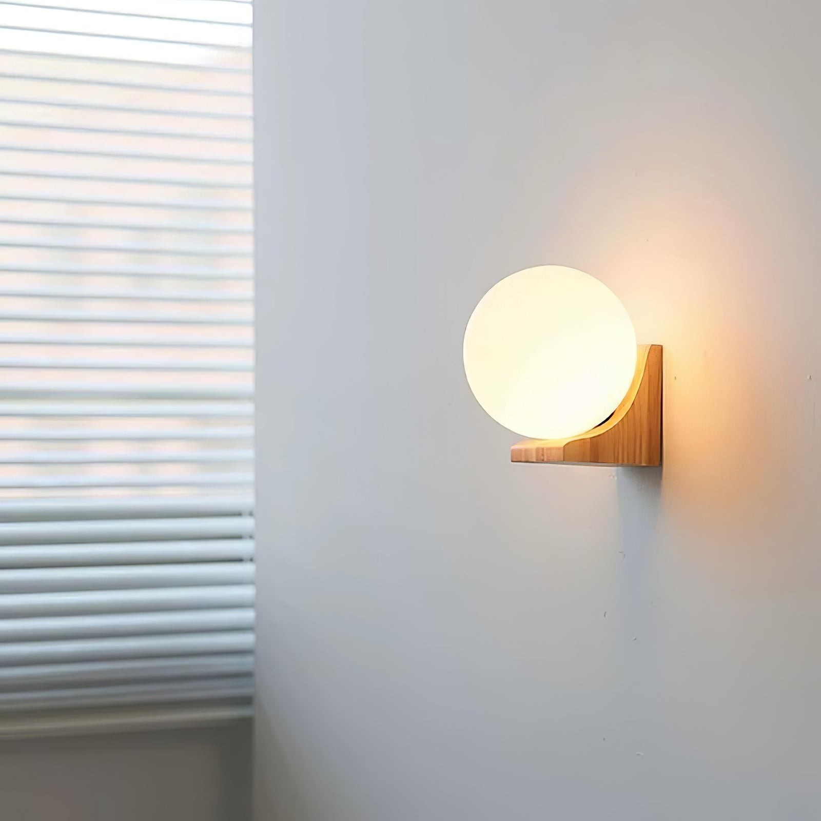 Minimalist Wooden Geometric Bracket Glass Globe Wall Lamp M371