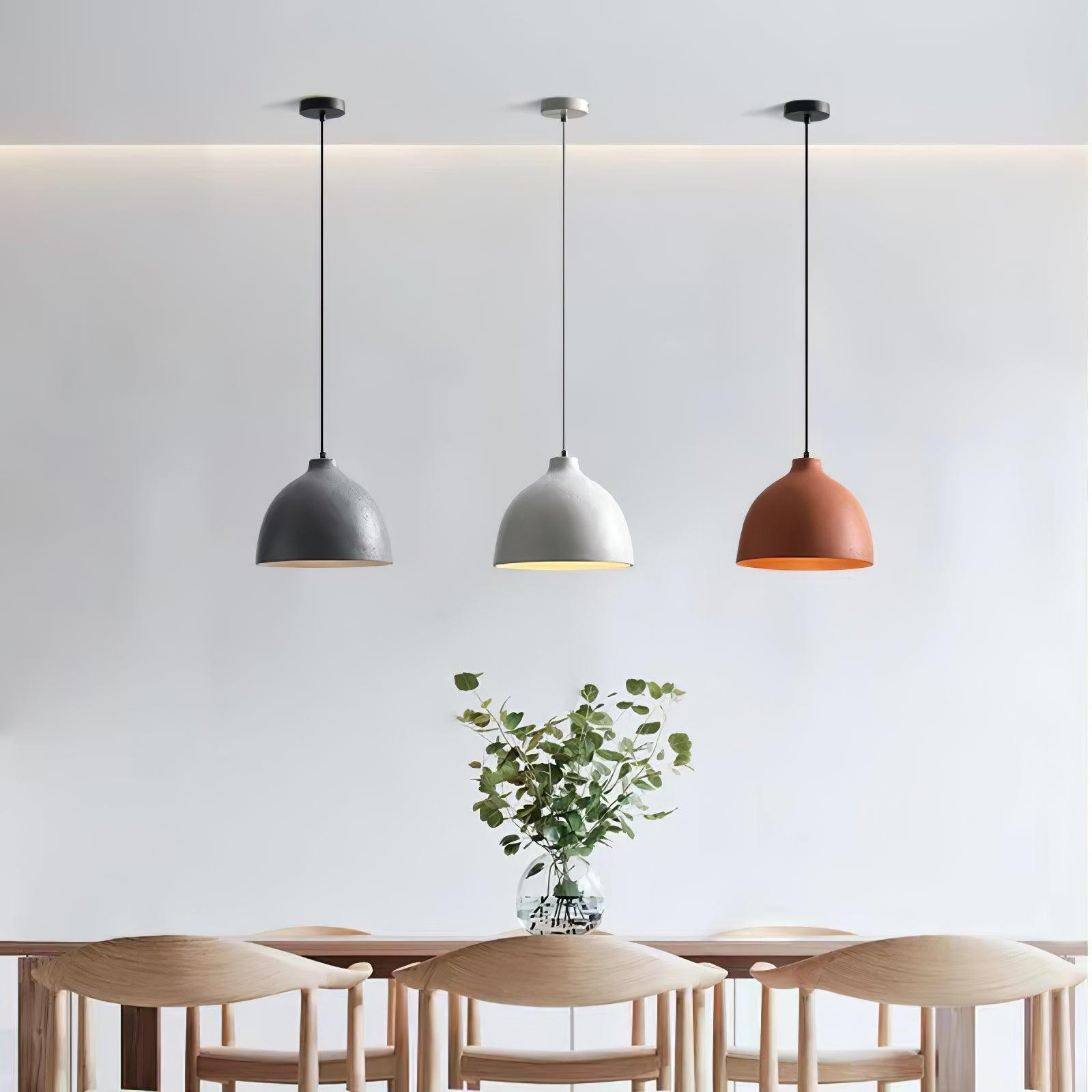 Modern Minimalist Industrial Resin Bowl LED Pendant Light M327