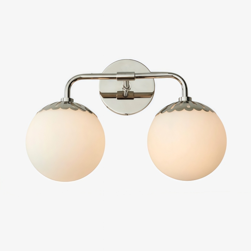 Vinbrea Glass Globe Wall Lamp - Minimal Curved Arm Light for Living Room T1209