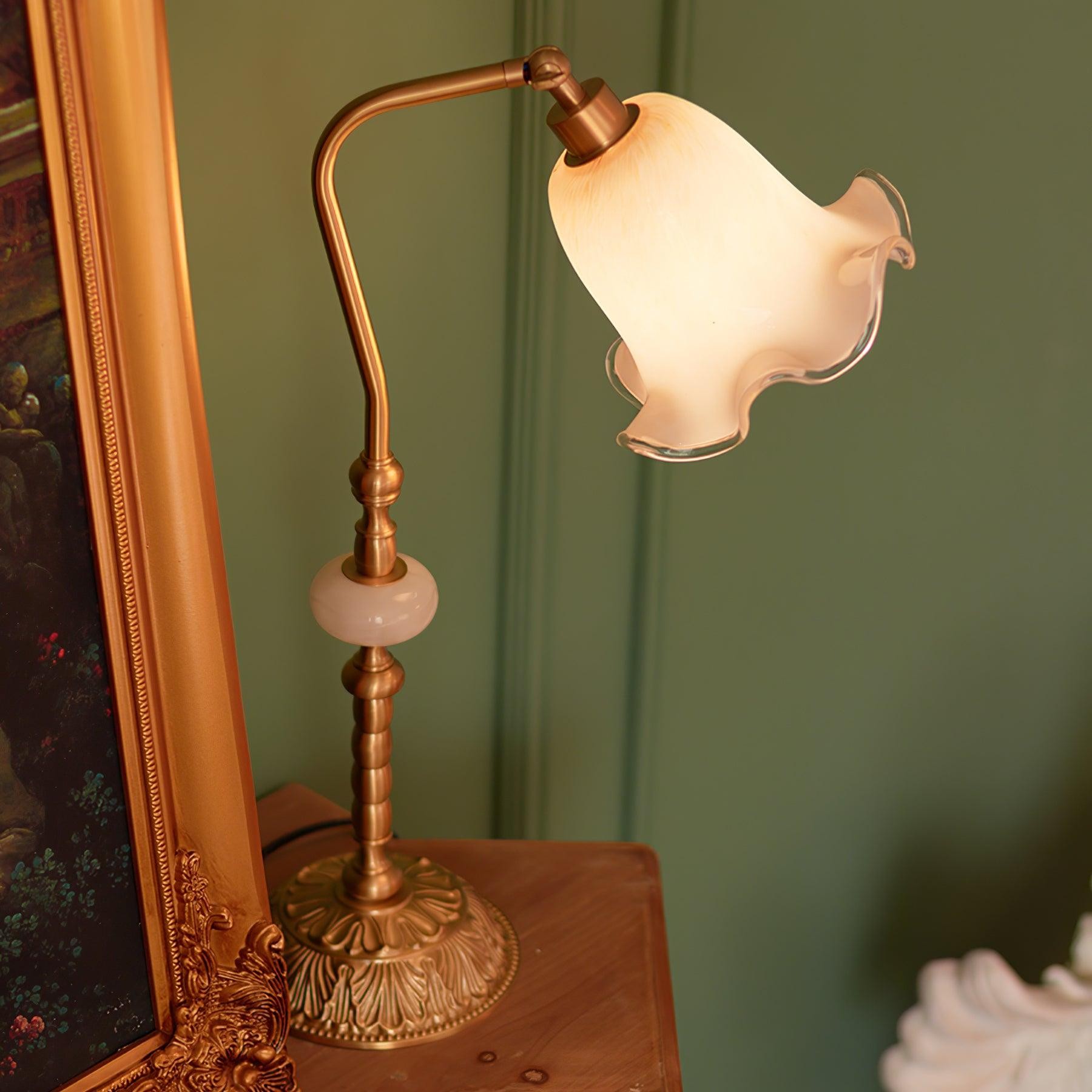 Classic Stylish White Tulip Brass Table Lamp M491