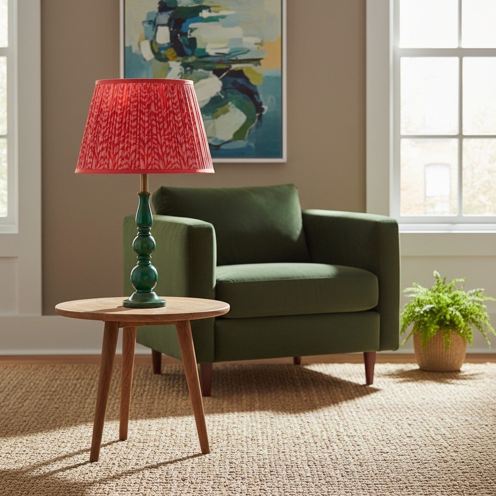 Grainora Table Lamp - Wooden Base with Fabric Shade for Living T568