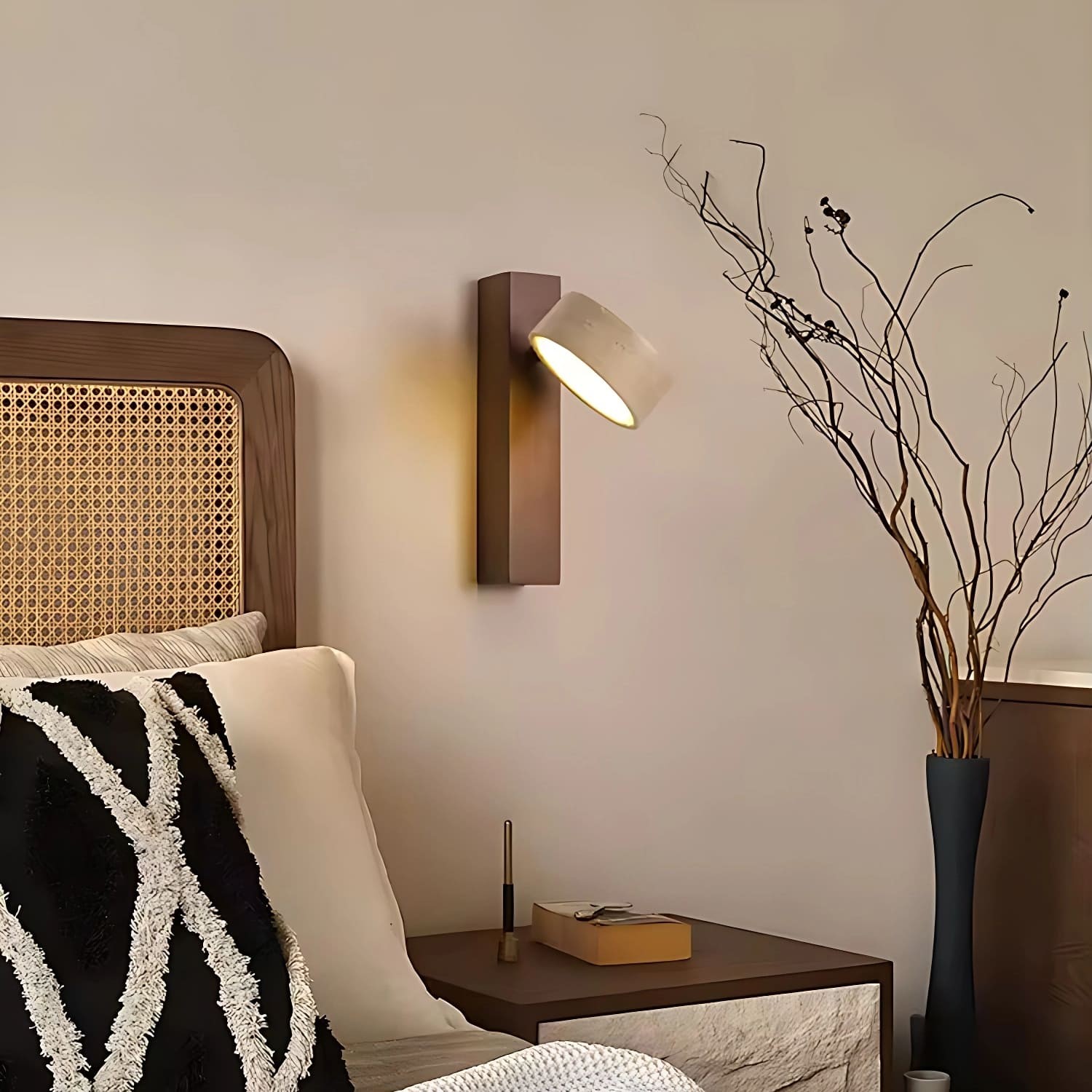 Travertine Cylinder Shade Lamp - Vintage Wall Sconce for Hallway M13
