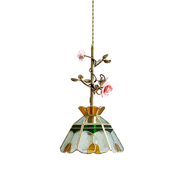 Lalique Rose Glass Pendant Lamp T1898