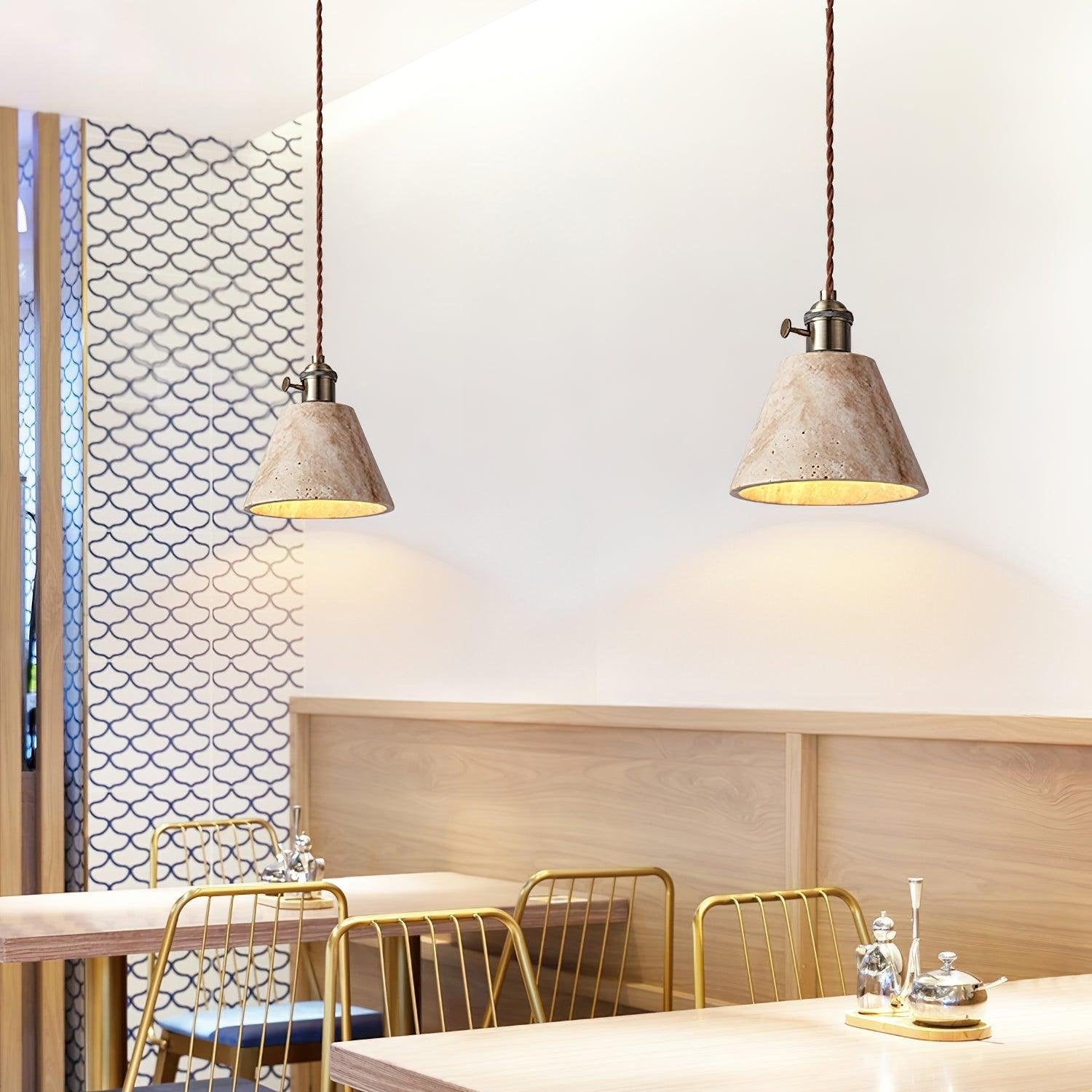 Alagusmo Minimalist Travertine Pendant Light T2116