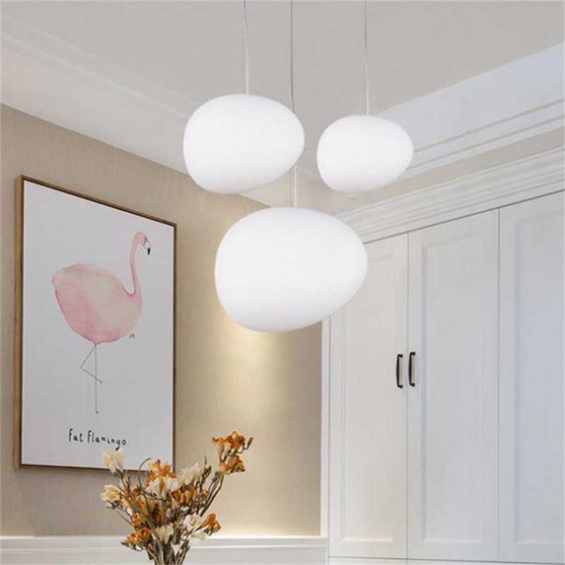 Pebble Orb Deco Milk Glass Pendant Light S161