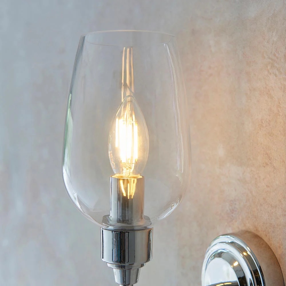 Clarione Art Deco Wall Light with Clear Glass Shade - Modern Metal Design for Hallways T918