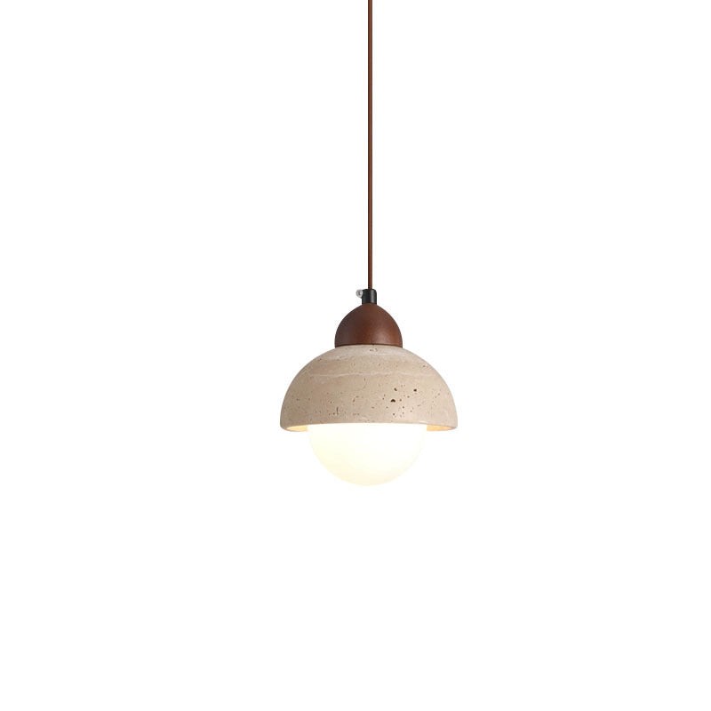 Natural Stone Wood Pendant Light - Minimalist Japanese Dining Lamp M08