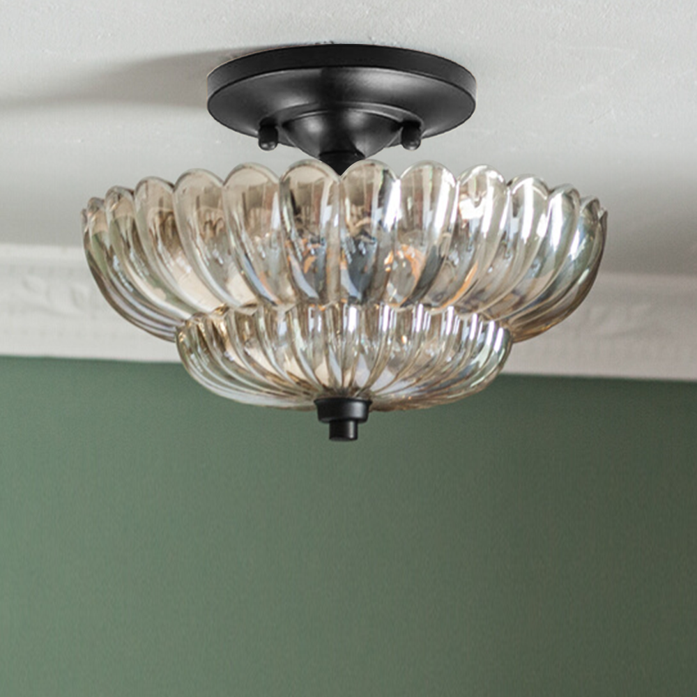 Semi Flush Mount Ceiling Lights Umbrella Shape Glass Lamp G58
