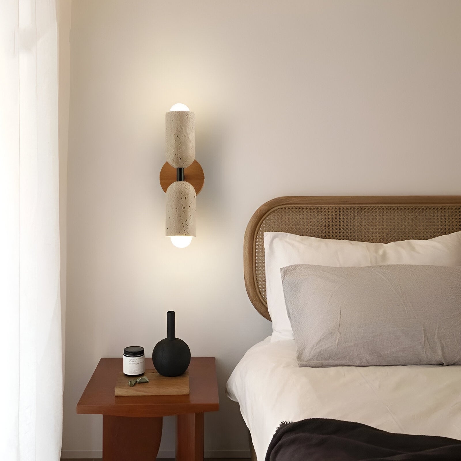 Merrill Travertine and Wood LED Wall Light T2186