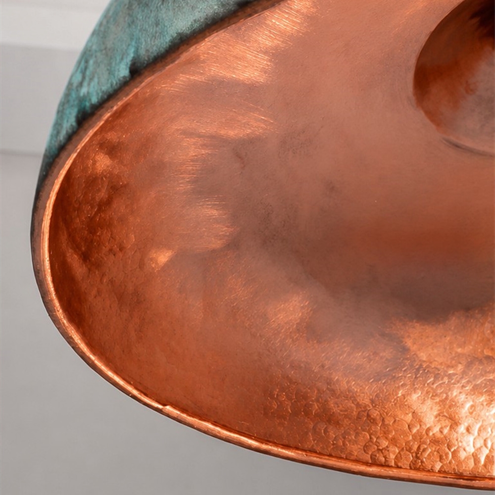 Aerugix Vintage Hammered Copper Dome Pendant Light - Natural Metallic Finish for Dining Room T2250