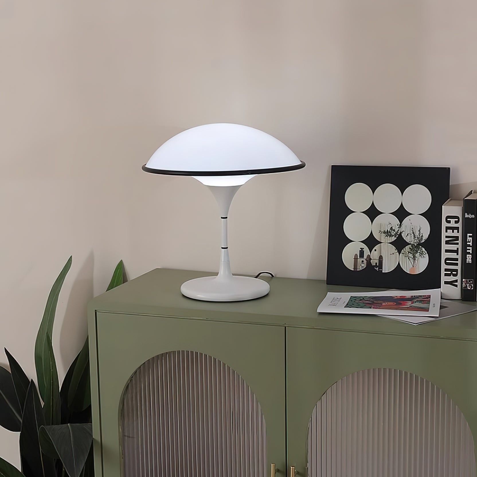 Danish Retro White Flying Saucer Table Lamp M277