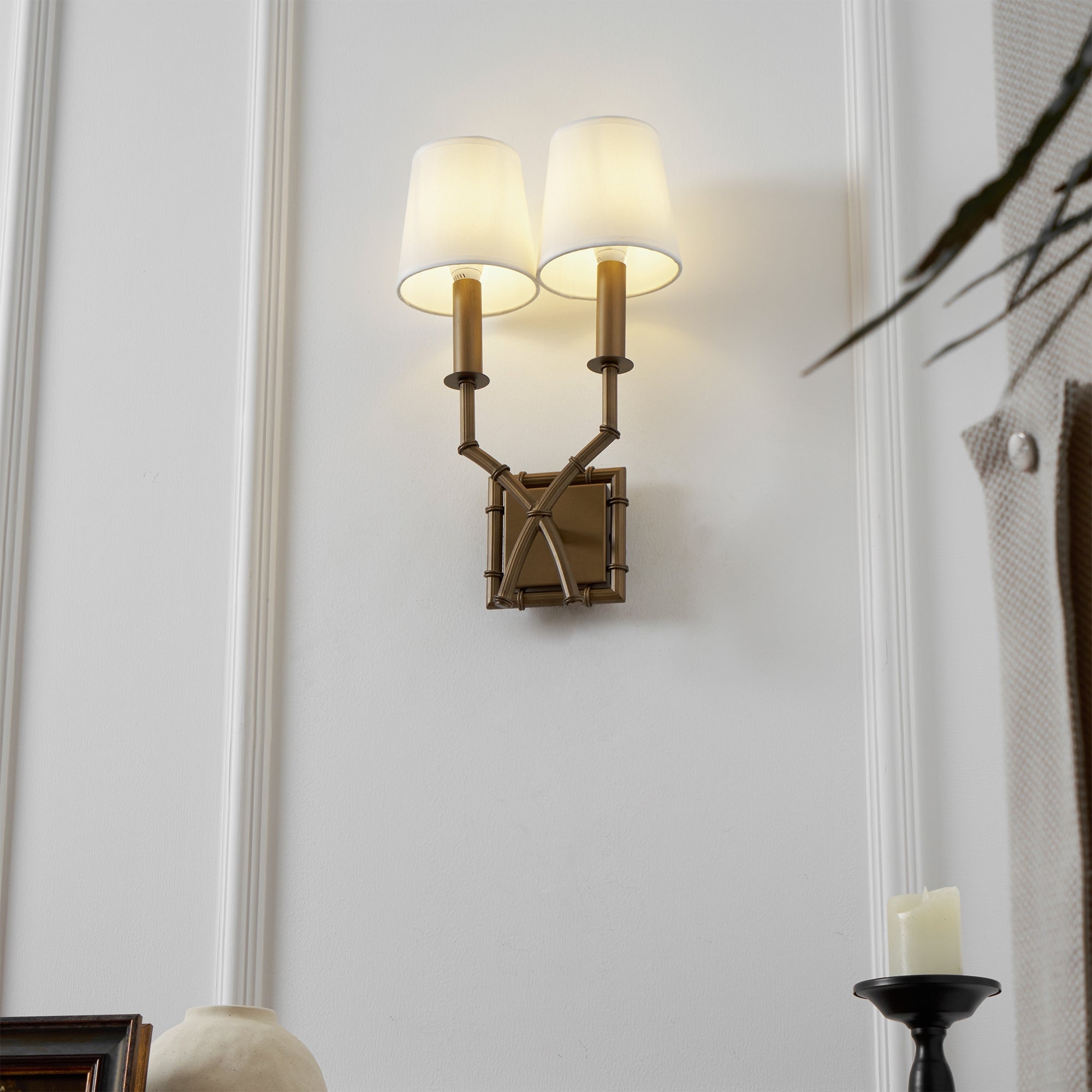 Double Arm Bamboo Sconce T1810