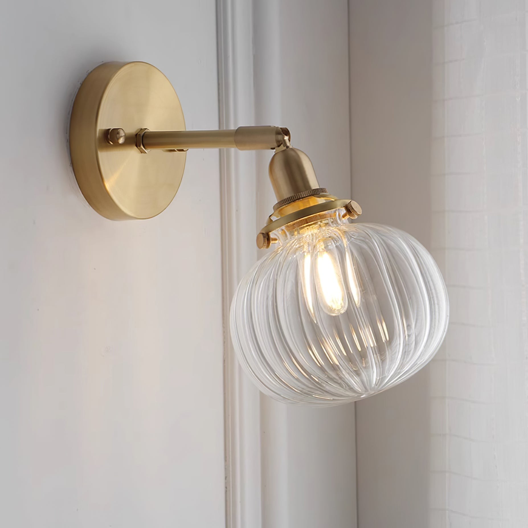 Japanese Style Vintage Brass Glass Wall Lamp M234