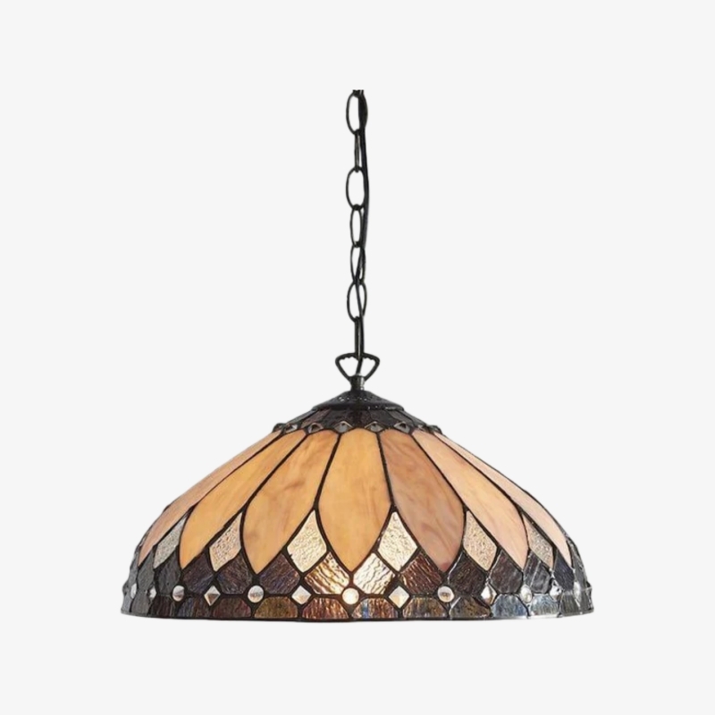 TF Brooklyn Pendant Light - Pendant Light with Geometric Stained Glass Art Deco Style for Dining Rooms T911