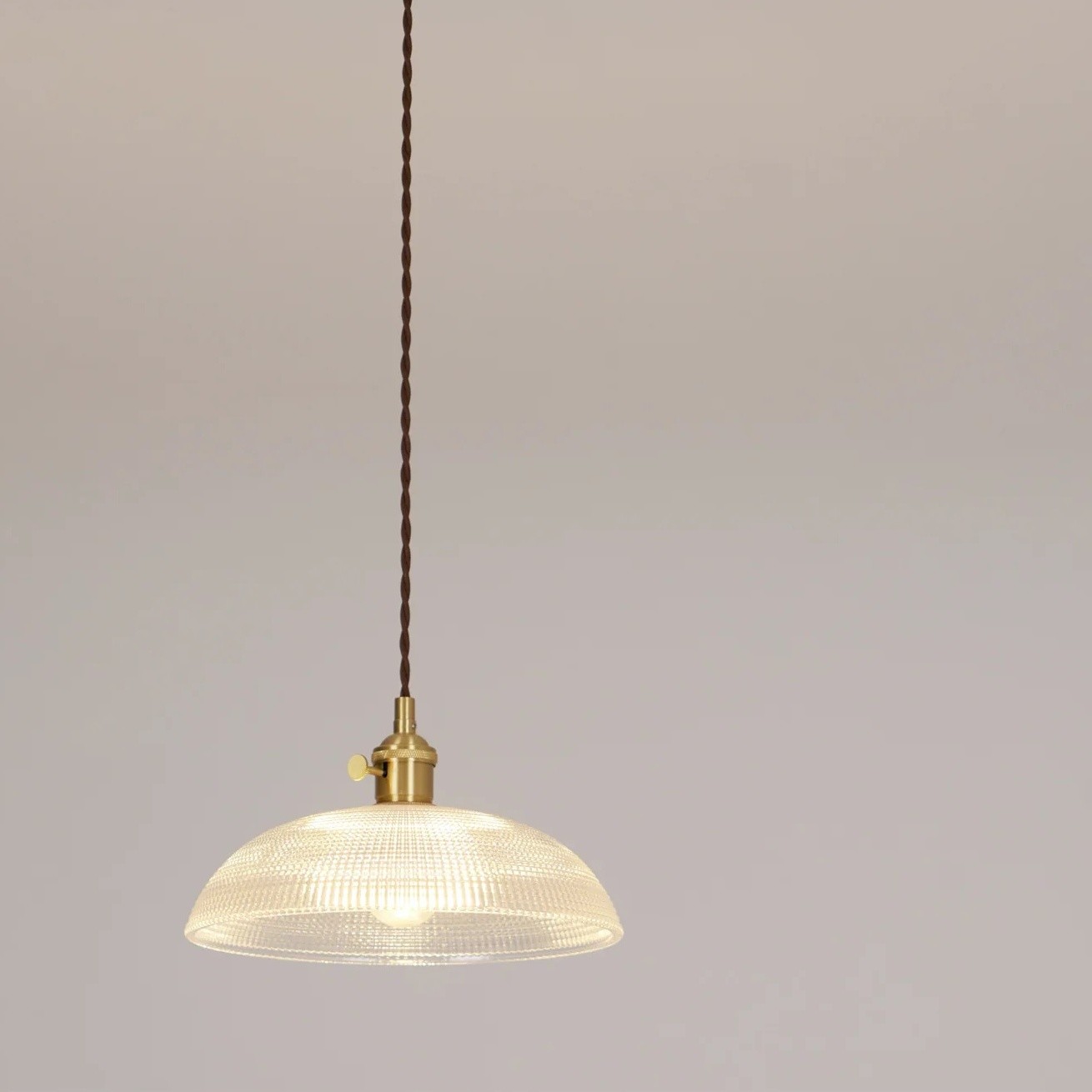 Modern Spiral Pendant Light – Textured Ribbed Glass Shade S225