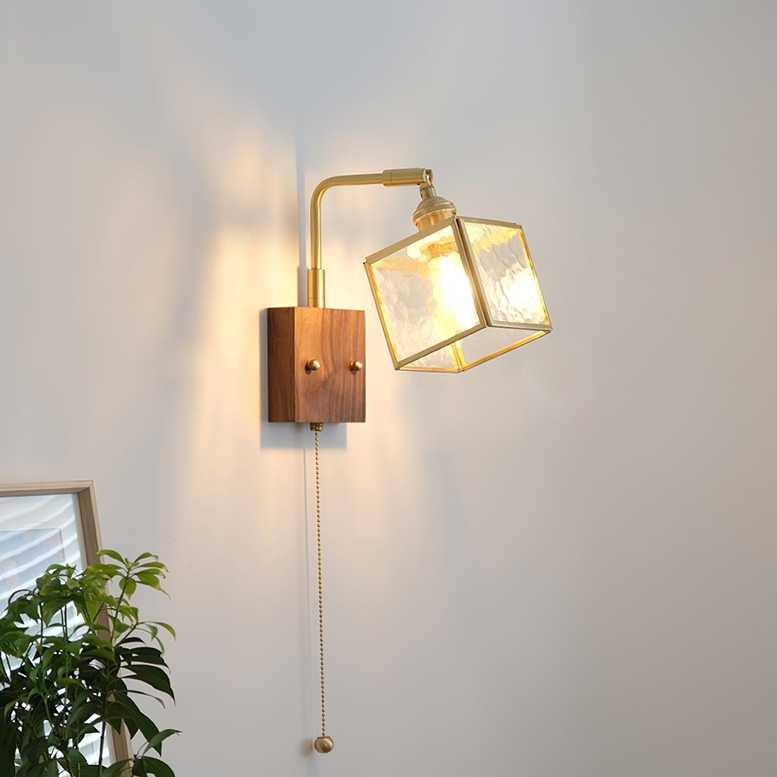 Square Glass Adjustable Wooden Wall Lamp M247
