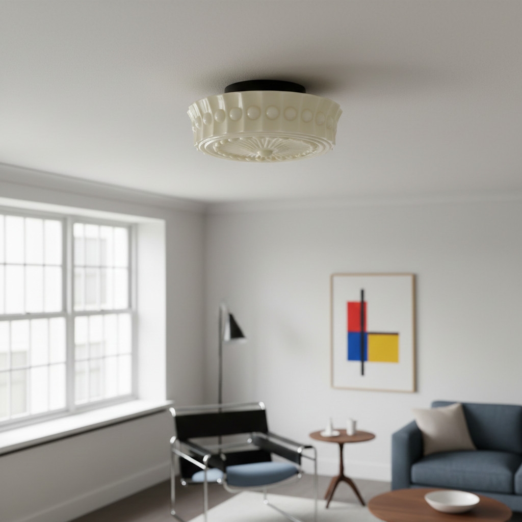Dretta Vintage Classic Round Ceiling Light - Sculpted Art Glass Lighting Fixture for Living Room U02