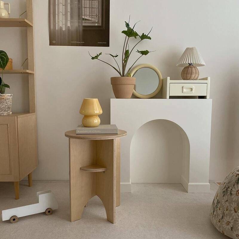 Rattan Pleated Table Lamp Cordless Bedside Lamp