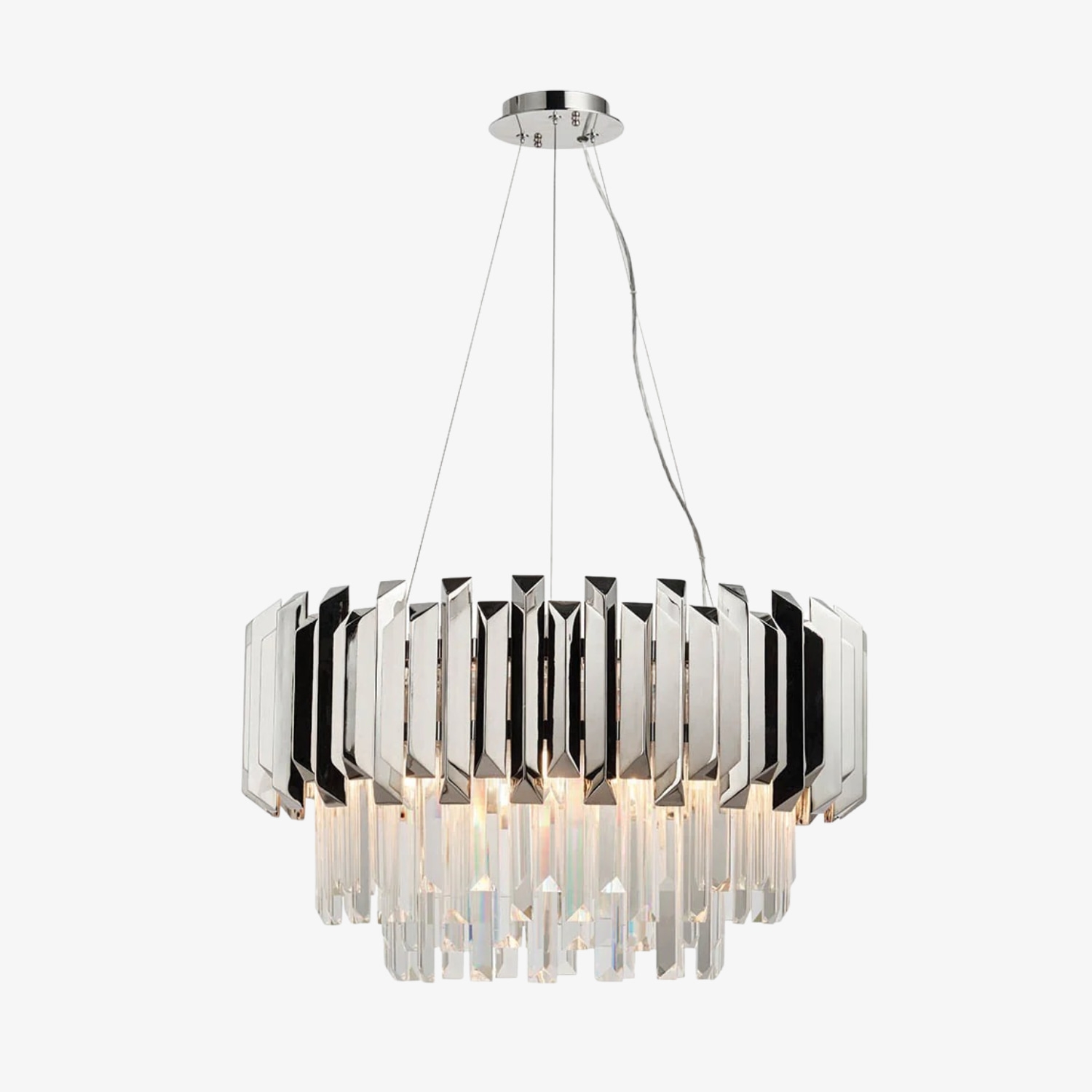 Virelia Contemporary Crystal Pendant Light - Layered Crystal Shade Ceiling Fixture for Dining or Living Room T836