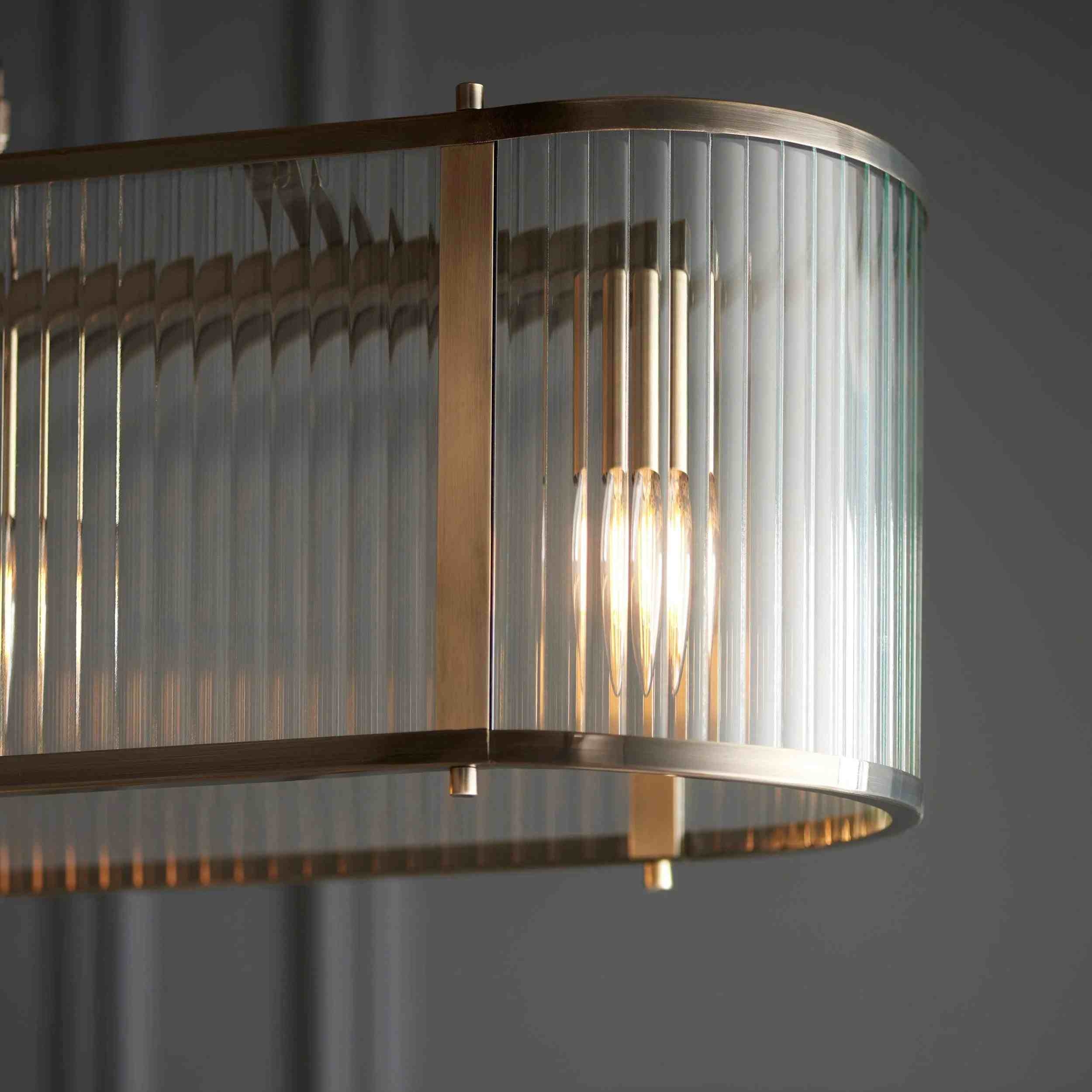 RibGlow Ribbed Glass Pendant Light - Antique Style Pendant Light for Dining Room T848