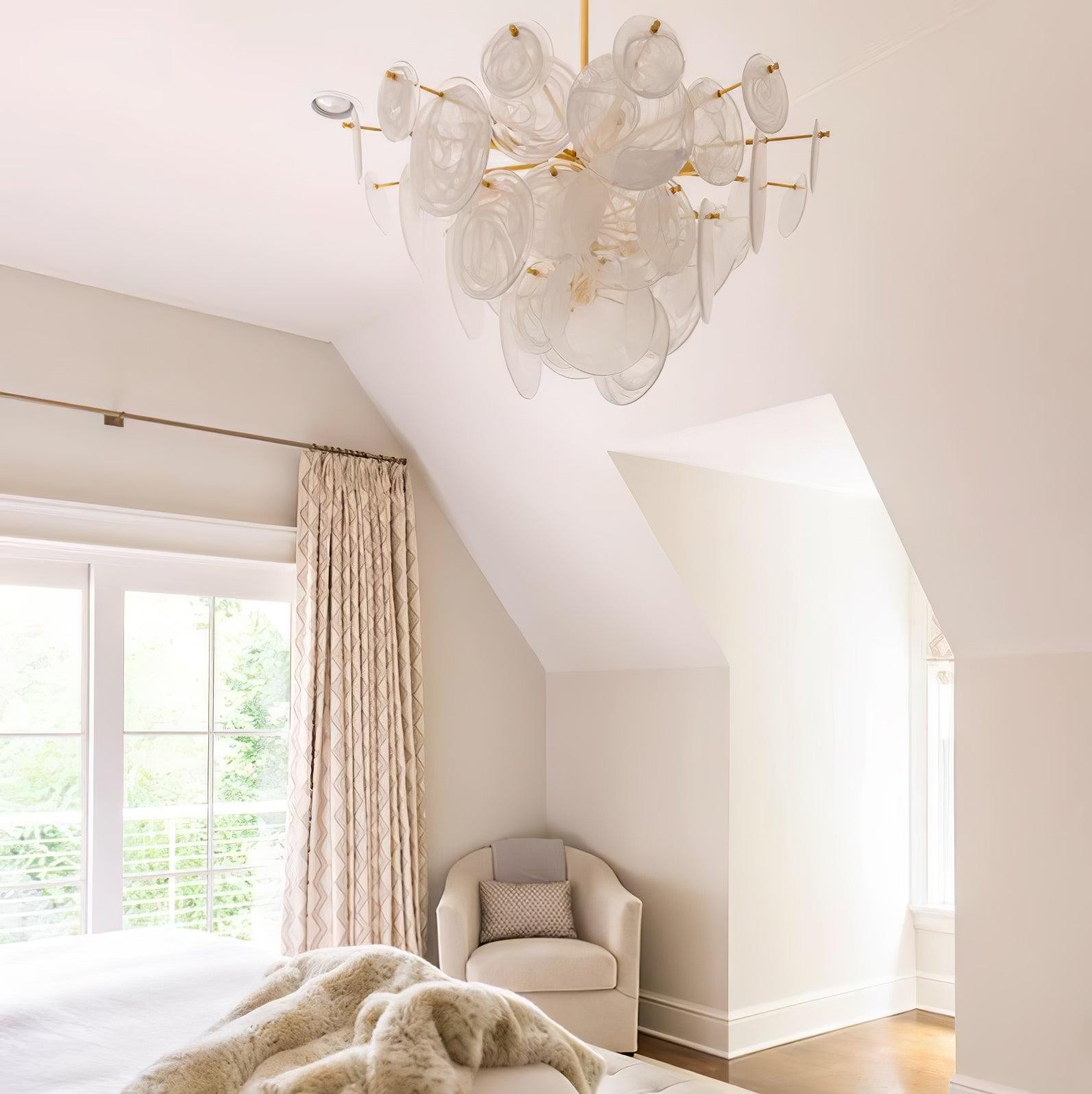 Brass Discs Cascading Chandelier M471