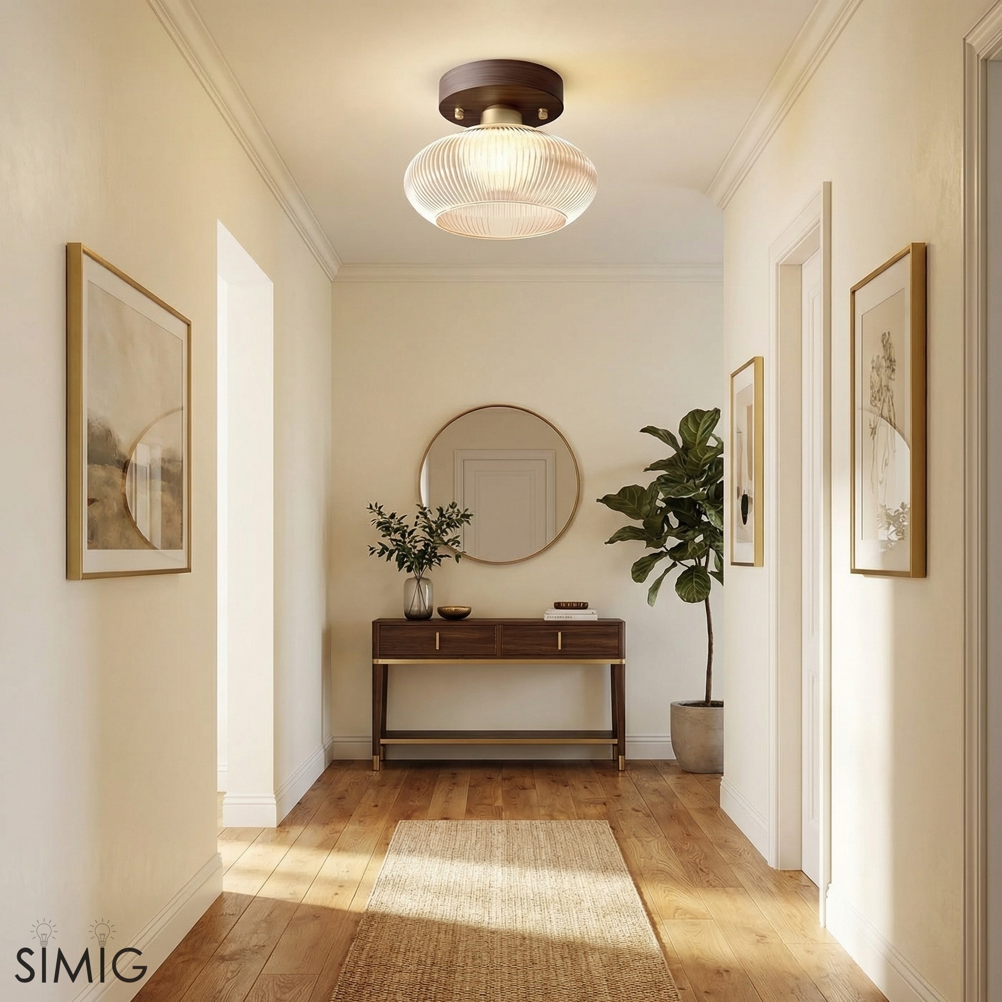 Soliro Soft Rounded Glass Dome Ceiling Light - Contemporary Flush Mount for Hallway and Bedroom T1088