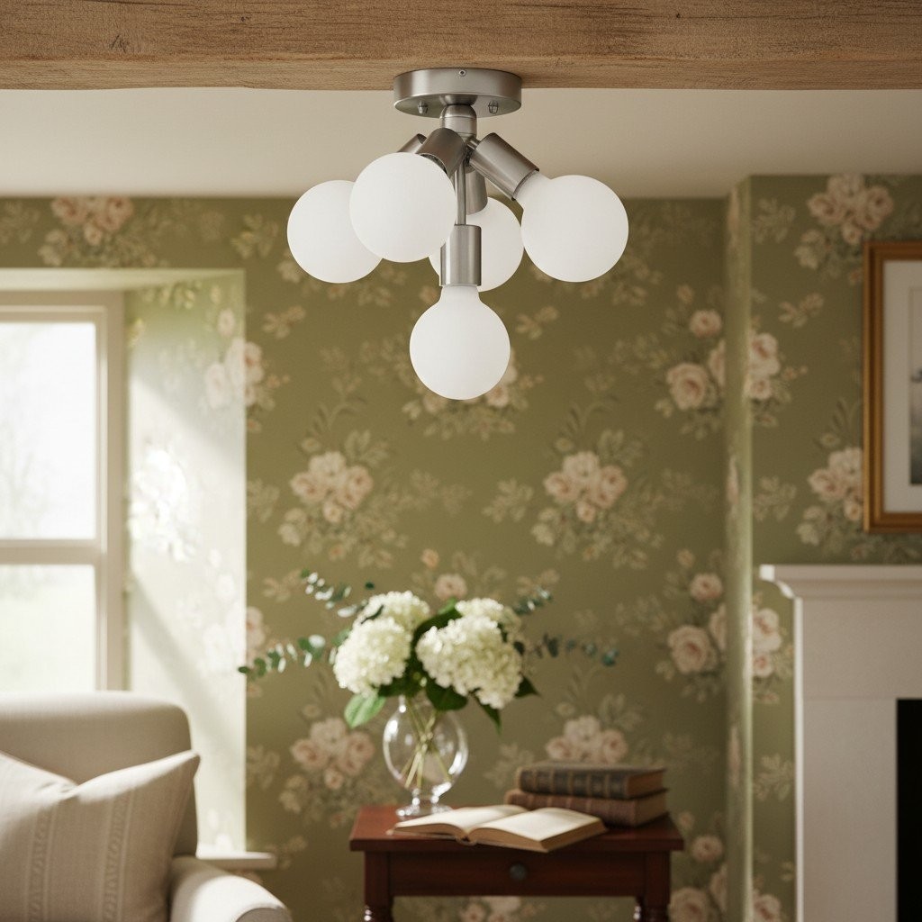 Glorica Glass Flush Mount Light - Globe Ceiling Fixture Modern T386
