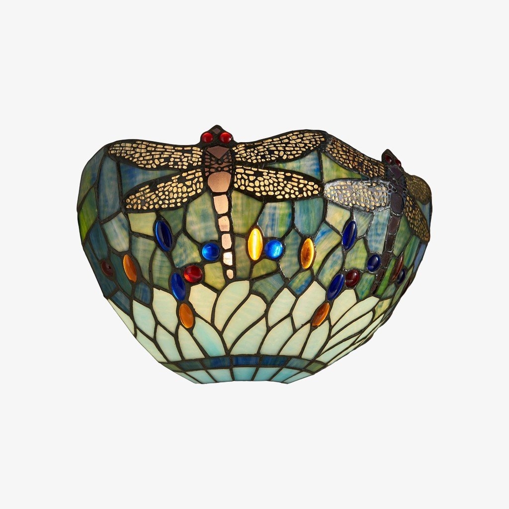 TF Dragonfly Pattern Wall light - Classic Hand-Cut Stained-Glass for Hallways & Bedrooms T923