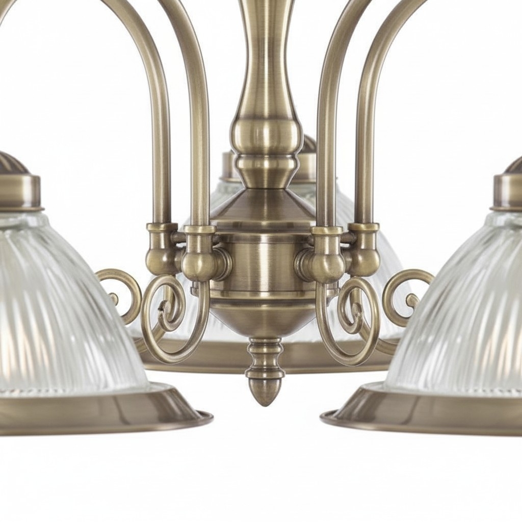 TF Vintora Ribbed Glass Pendant Light - Elegant Metal Trim for Kitchens, Dining Areas and Hallways T1022
