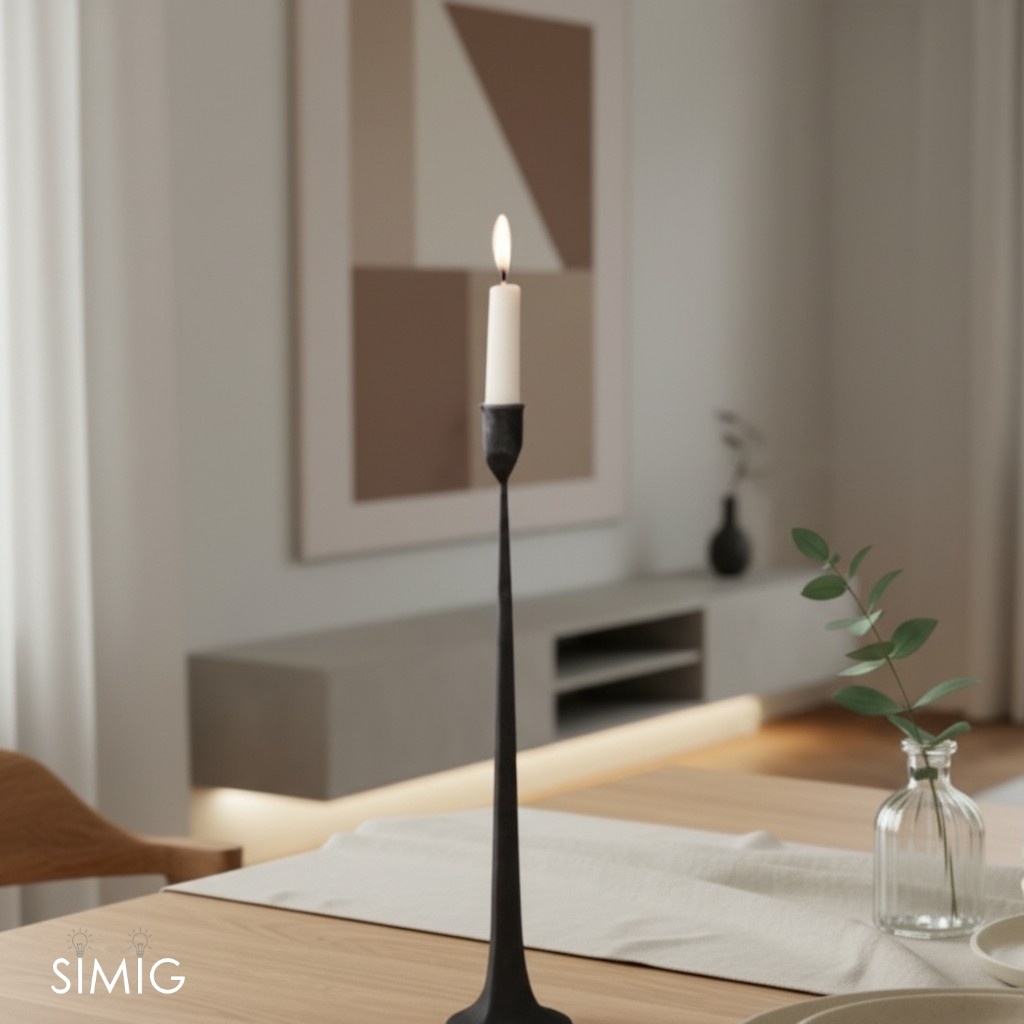 Tegna Tall Minimalist Taper Candle Holders - Modern Dining Table Decor T1190