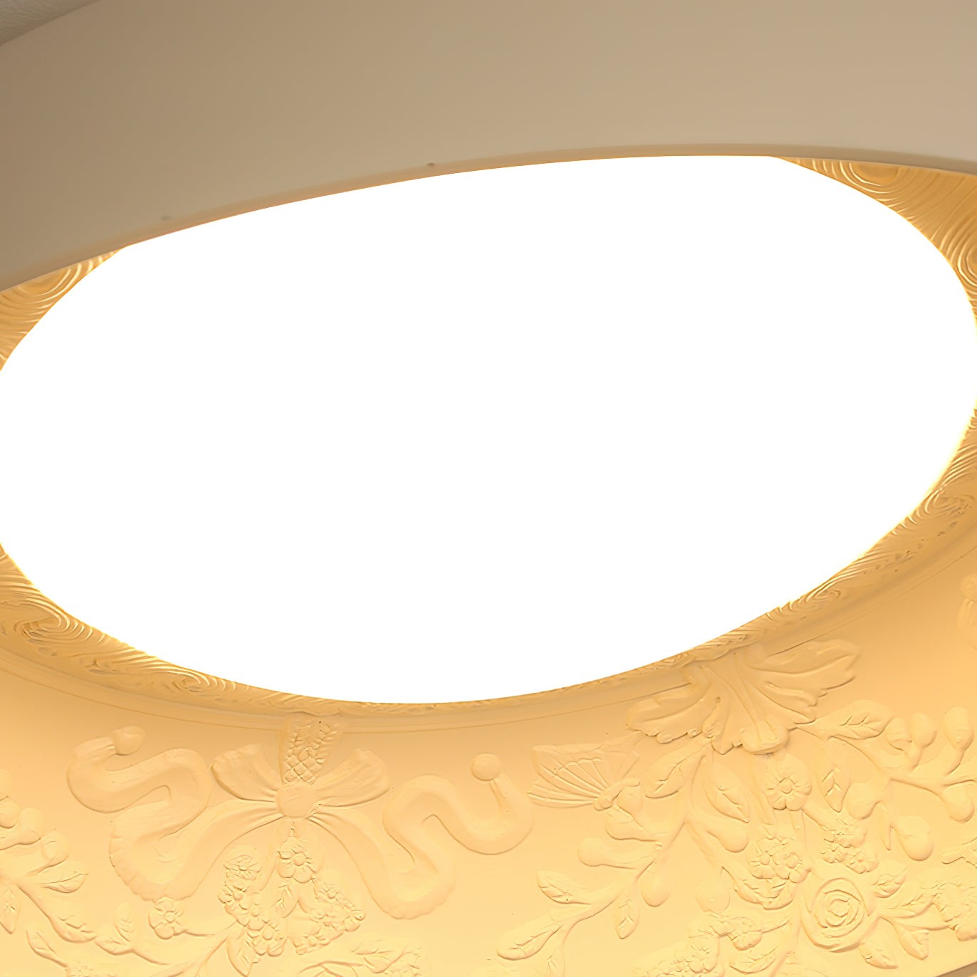 French Romantic Carved Round LED Ceiling Lamp M264
