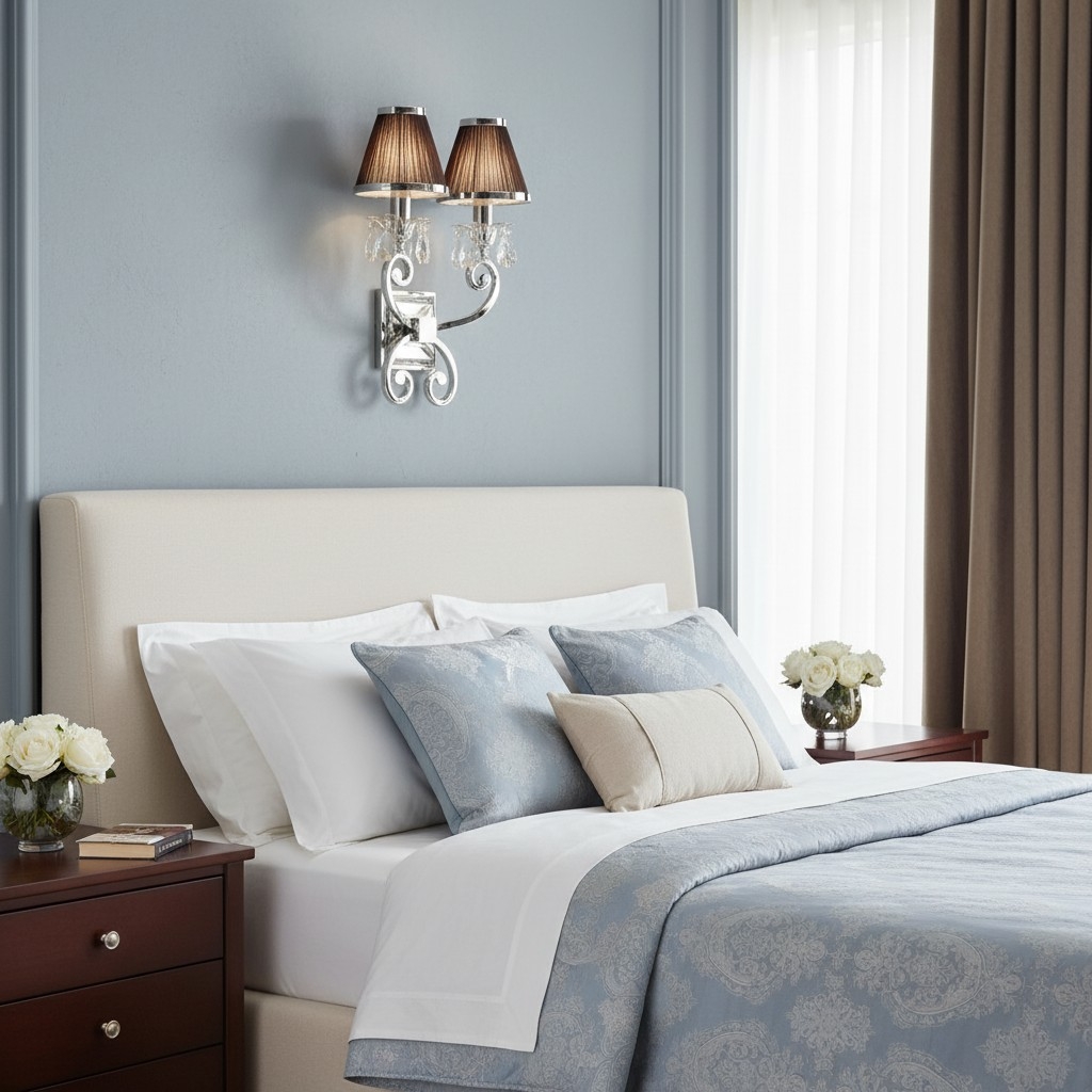 Talonis Luxury Crystal Wall Sconce - Chrome Finish Frame for Bedrooms and Home Décor T965