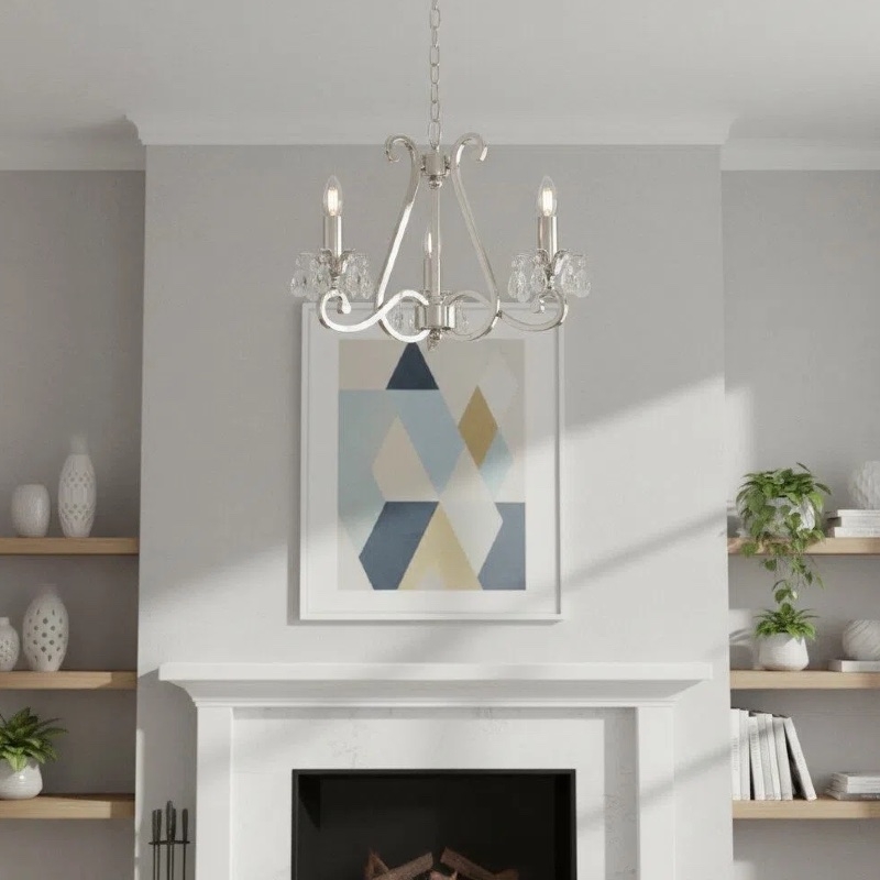 Talonis Crystal Chandelier - Traditional Candle-Style Brass and Nickel for Living Room and Dining Room T962