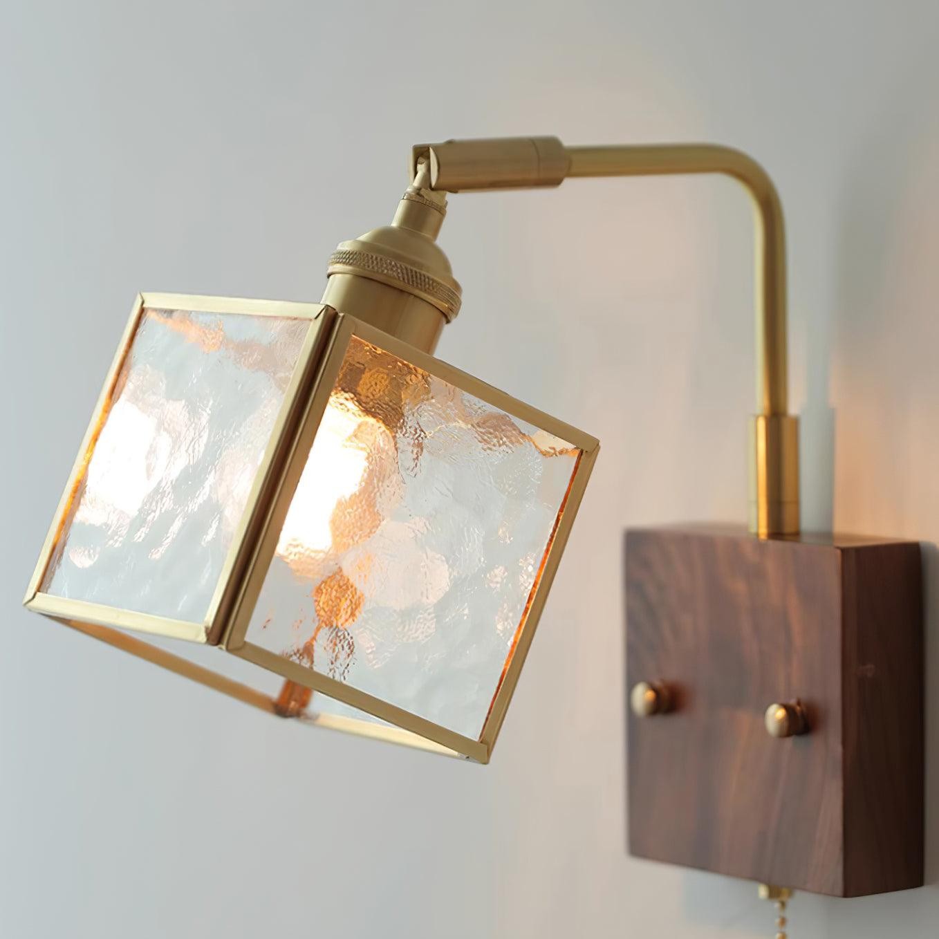 Square Glass Adjustable Wooden Wall Lamp M247