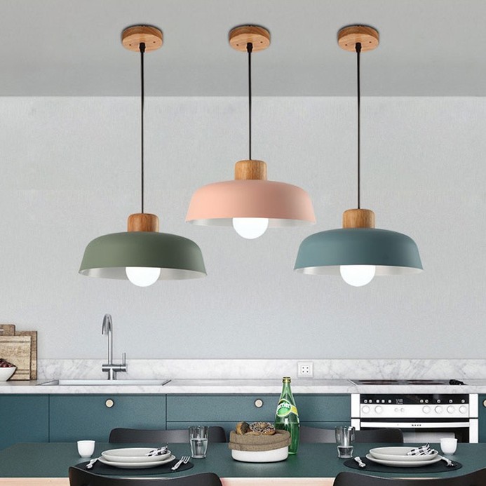Scandinavian Metal Pendant Light with Macaroon Bowl Shape S33