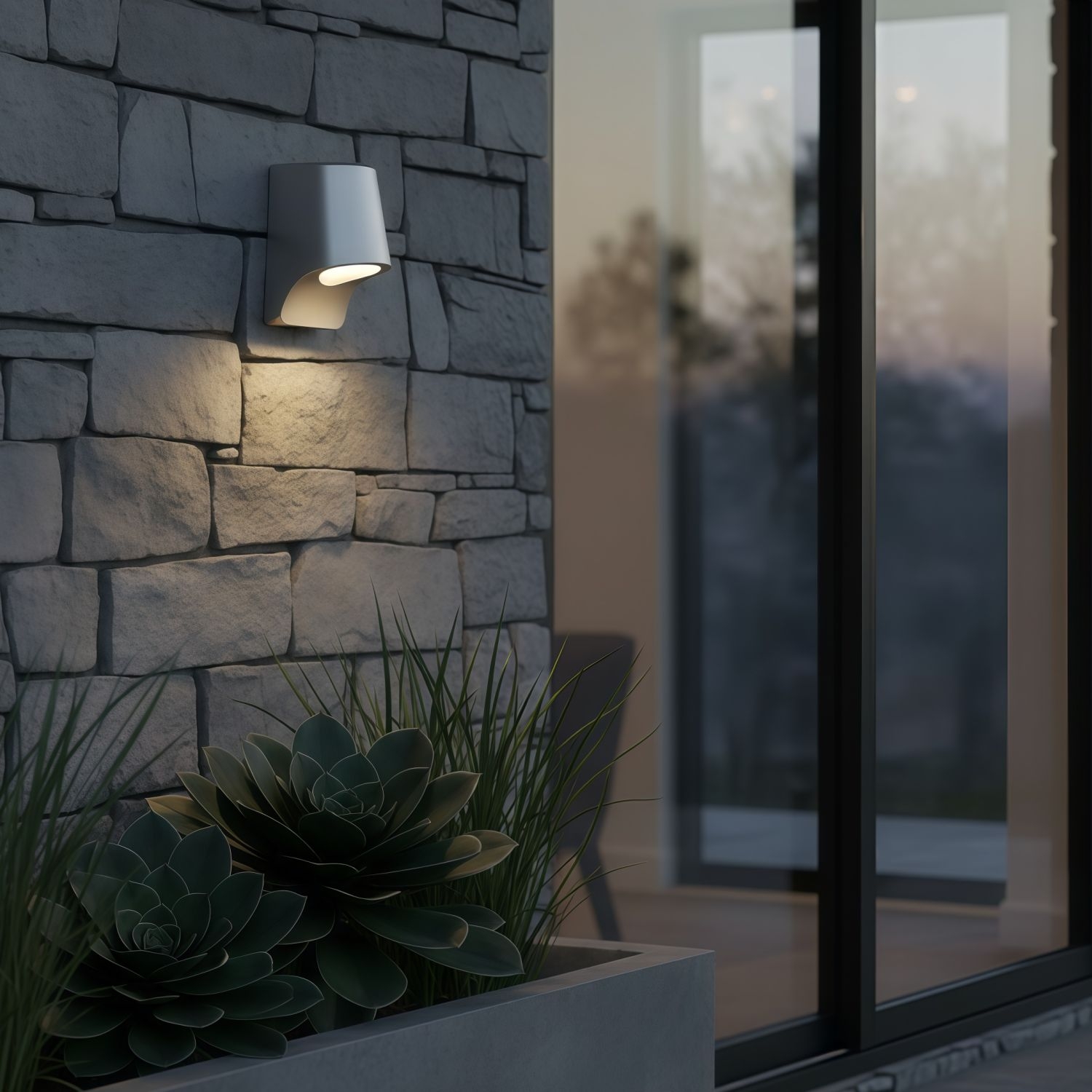 Rivathis Minimalist Metal Pewter Wall Lantern - Stylish Porch Fixture Ideal for Entry or Garden T894