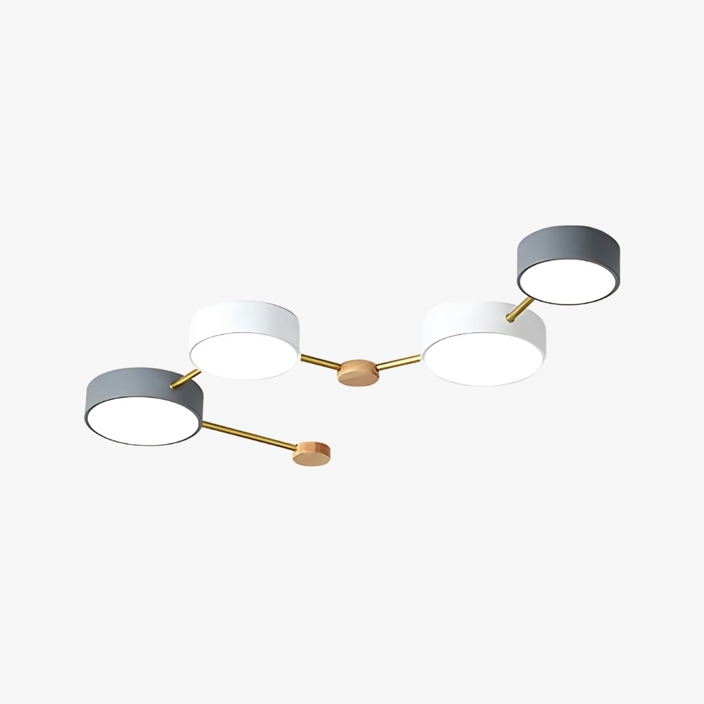 Contemporary LED Ceiling Lamp - Nordic Circle with Wood Branches for Bedroom S382