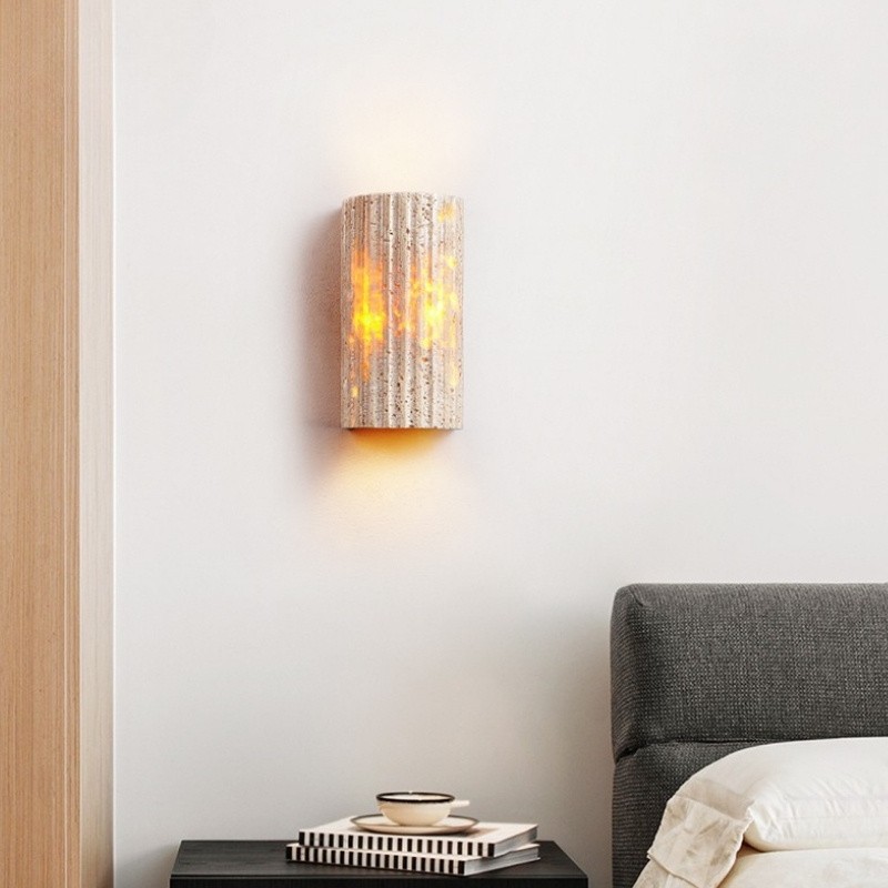 Half-Cylinder Travertine Wall Lamp – Modern Wabi-Sabi LED Light S304